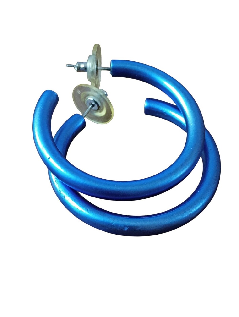 Gitano Metallic Blue Hoop Earrings Fashion Jewelry